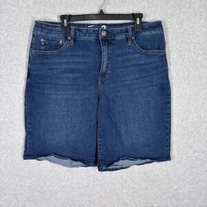 Seven 7 Jean Shorts 16 Blue Bermuda Stretch High Rise Casual Classic 10"‎ Inseam